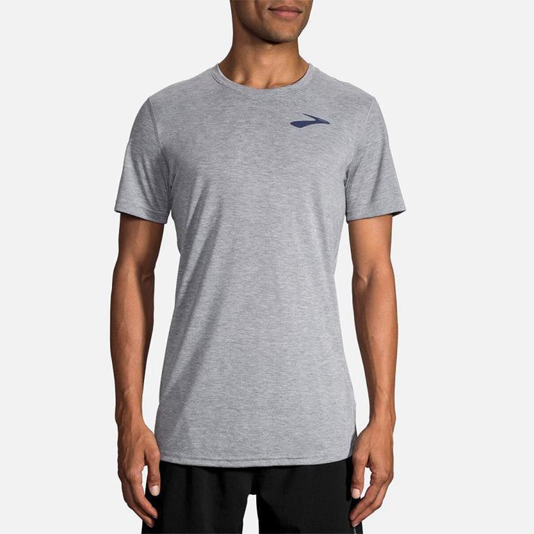 Brooks Distance Graphic Men's Short Sleeve Running Shirt - Grey (94210-GCYK)